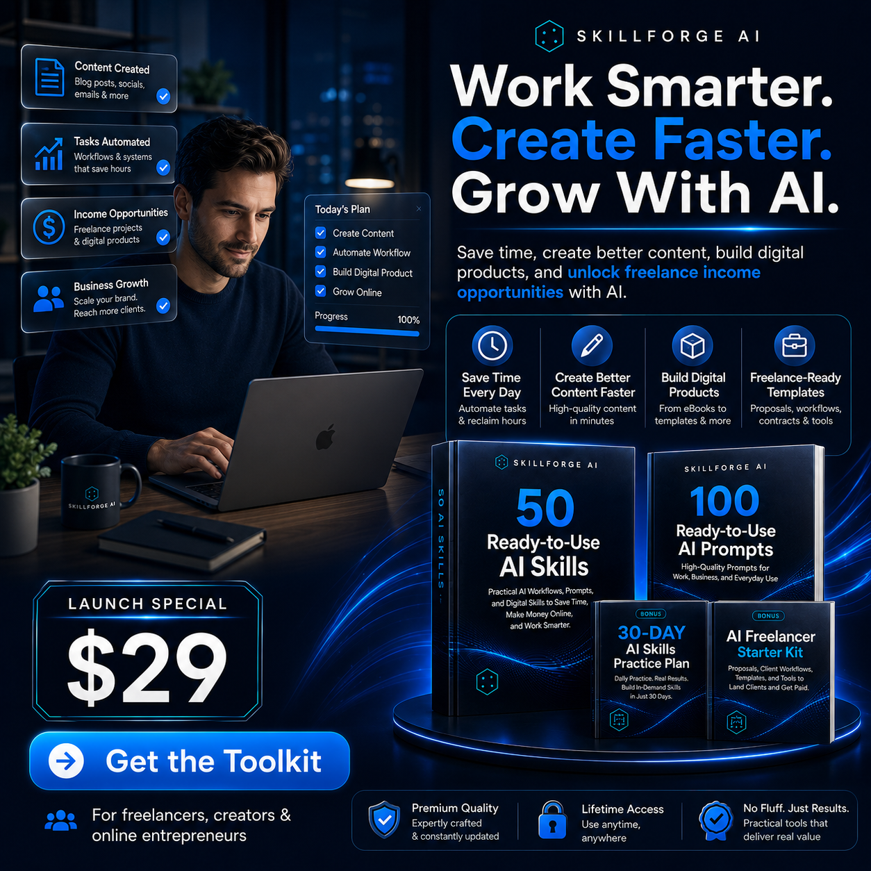 Freelancer using AI to work smarter, create faster, and build digital products