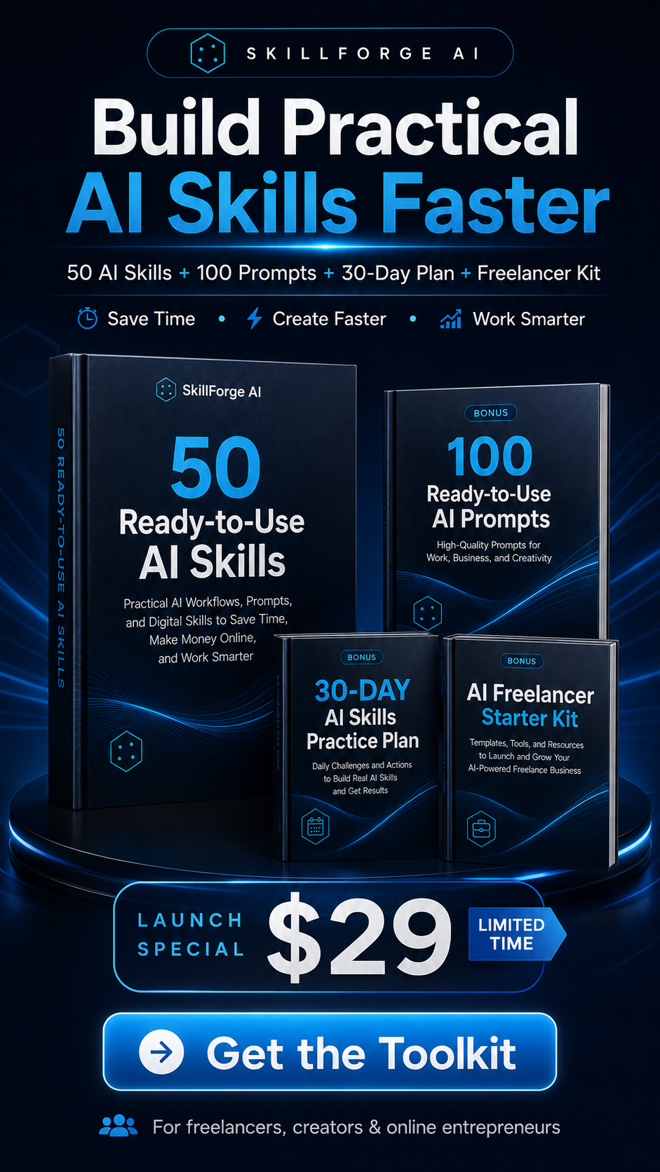 SkillForge AI Starter Toolkit Instagram story promotional creative with launch offer